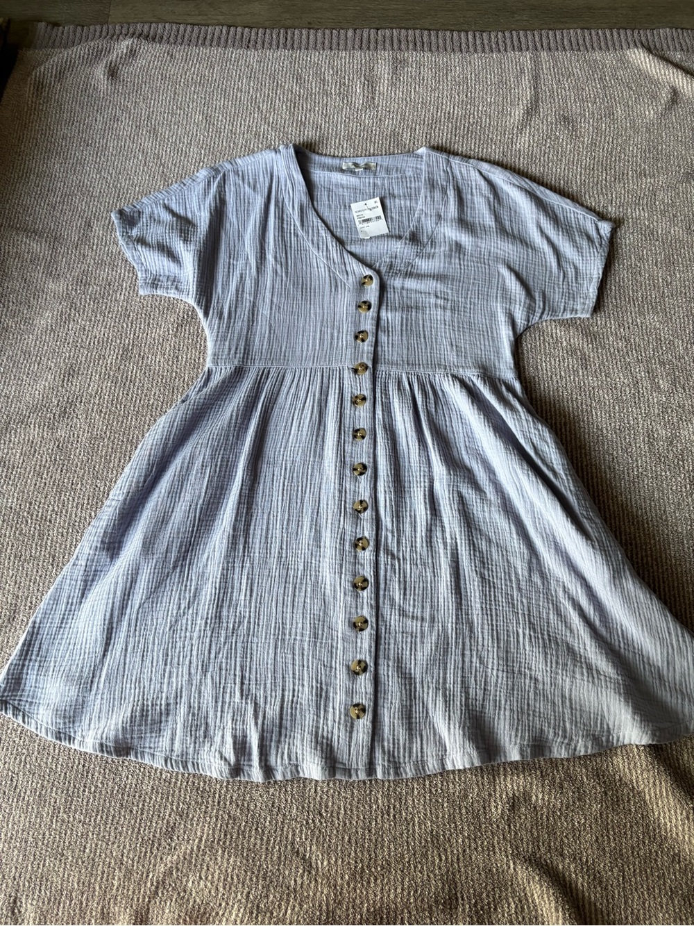 Madewell Pale Purple Button-Front Mini Dress